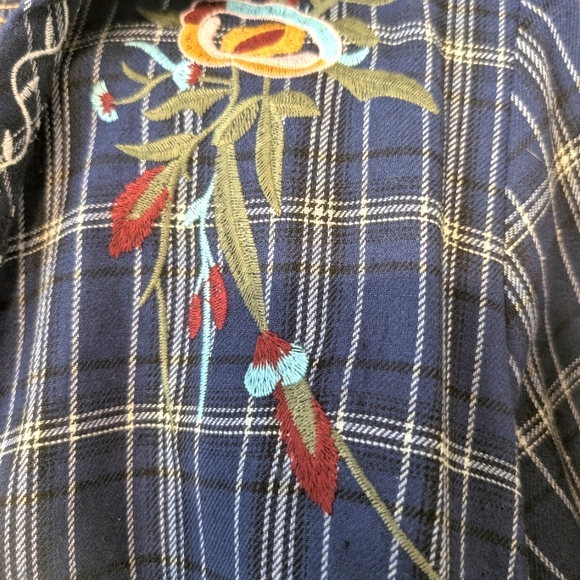 Adore Embroidered Navy‎ Shirt/Dress Cotton Long Sleeves Women's Medium - Picture 6 of 12